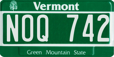 VT license plate NOQ742