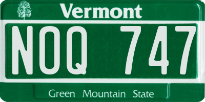 VT license plate NOQ747