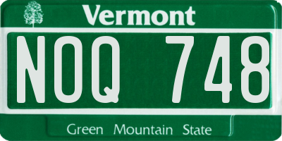 VT license plate NOQ748