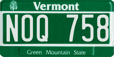 VT license plate NOQ758