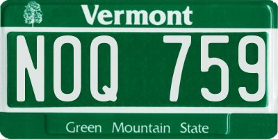 VT license plate NOQ759