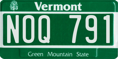VT license plate NOQ791