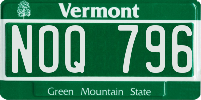 VT license plate NOQ796