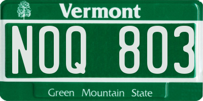 VT license plate NOQ803