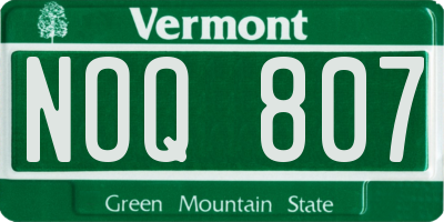 VT license plate NOQ807