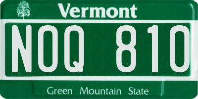 VT license plate NOQ810