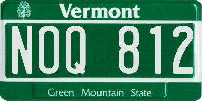 VT license plate NOQ812