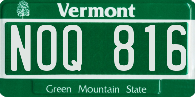 VT license plate NOQ816