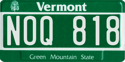 VT license plate NOQ818
