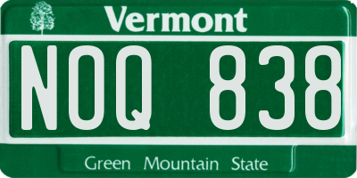 VT license plate NOQ838