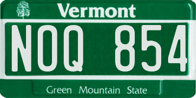 VT license plate NOQ854