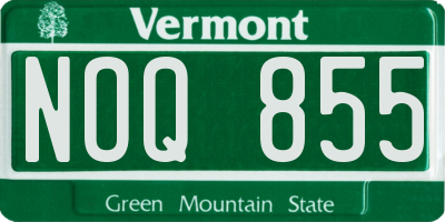 VT license plate NOQ855