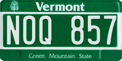 VT license plate NOQ857