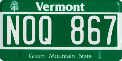 VT license plate NOQ867
