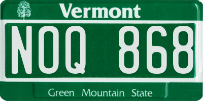 VT license plate NOQ868
