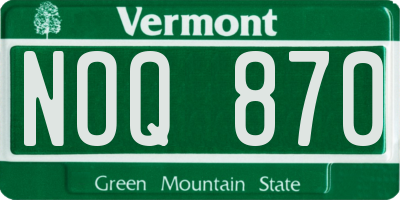 VT license plate NOQ870