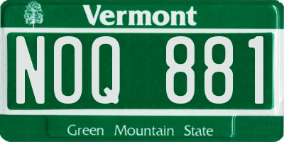 VT license plate NOQ881