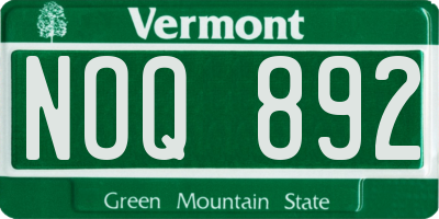 VT license plate NOQ892