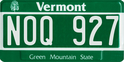 VT license plate NOQ927
