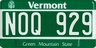 VT license plate NOQ929