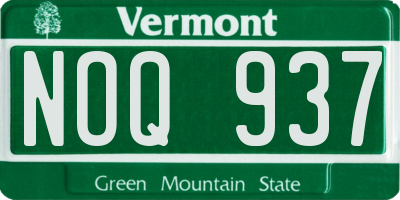 VT license plate NOQ937