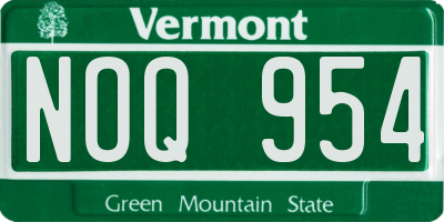 VT license plate NOQ954
