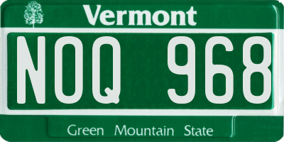 VT license plate NOQ968