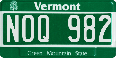 VT license plate NOQ982