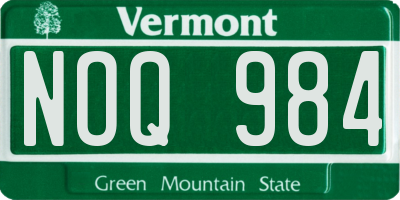VT license plate NOQ984