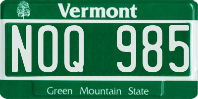 VT license plate NOQ985