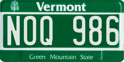 VT license plate NOQ986