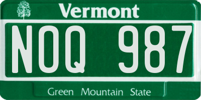 VT license plate NOQ987