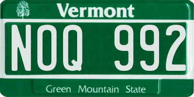 VT license plate NOQ992