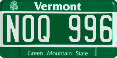 VT license plate NOQ996