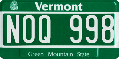 VT license plate NOQ998