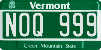 VT license plate NOQ999