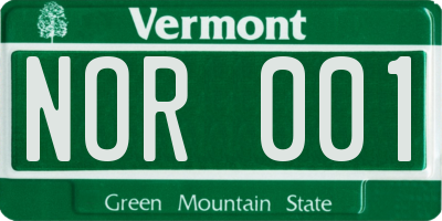 VT license plate NOR001