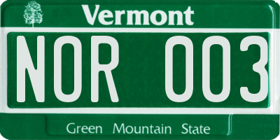 VT license plate NOR003