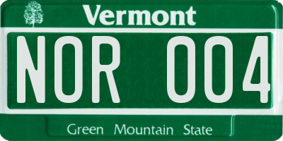 VT license plate NOR004