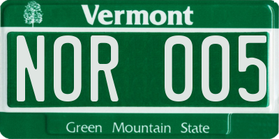 VT license plate NOR005