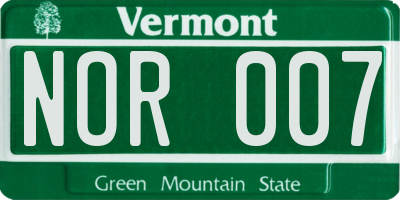 VT license plate NOR007