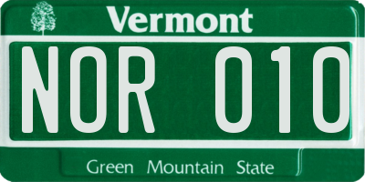 VT license plate NOR010