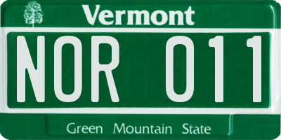 VT license plate NOR011