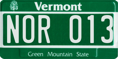 VT license plate NOR013