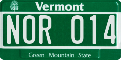 VT license plate NOR014