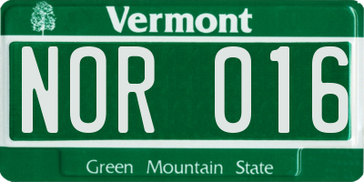 VT license plate NOR016