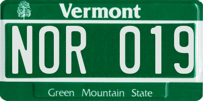 VT license plate NOR019