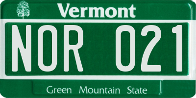 VT license plate NOR021