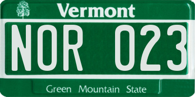 VT license plate NOR023