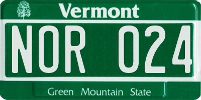 VT license plate NOR024